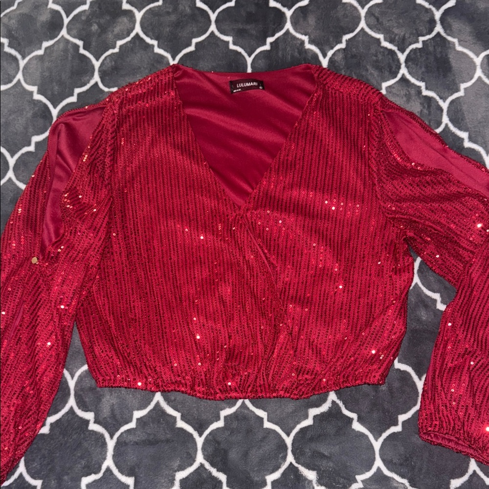 Lulumari Radiant Red Sequin Blouse